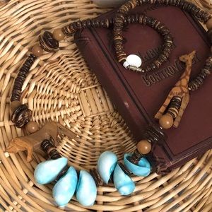 Wood Beaded safari statement necklace